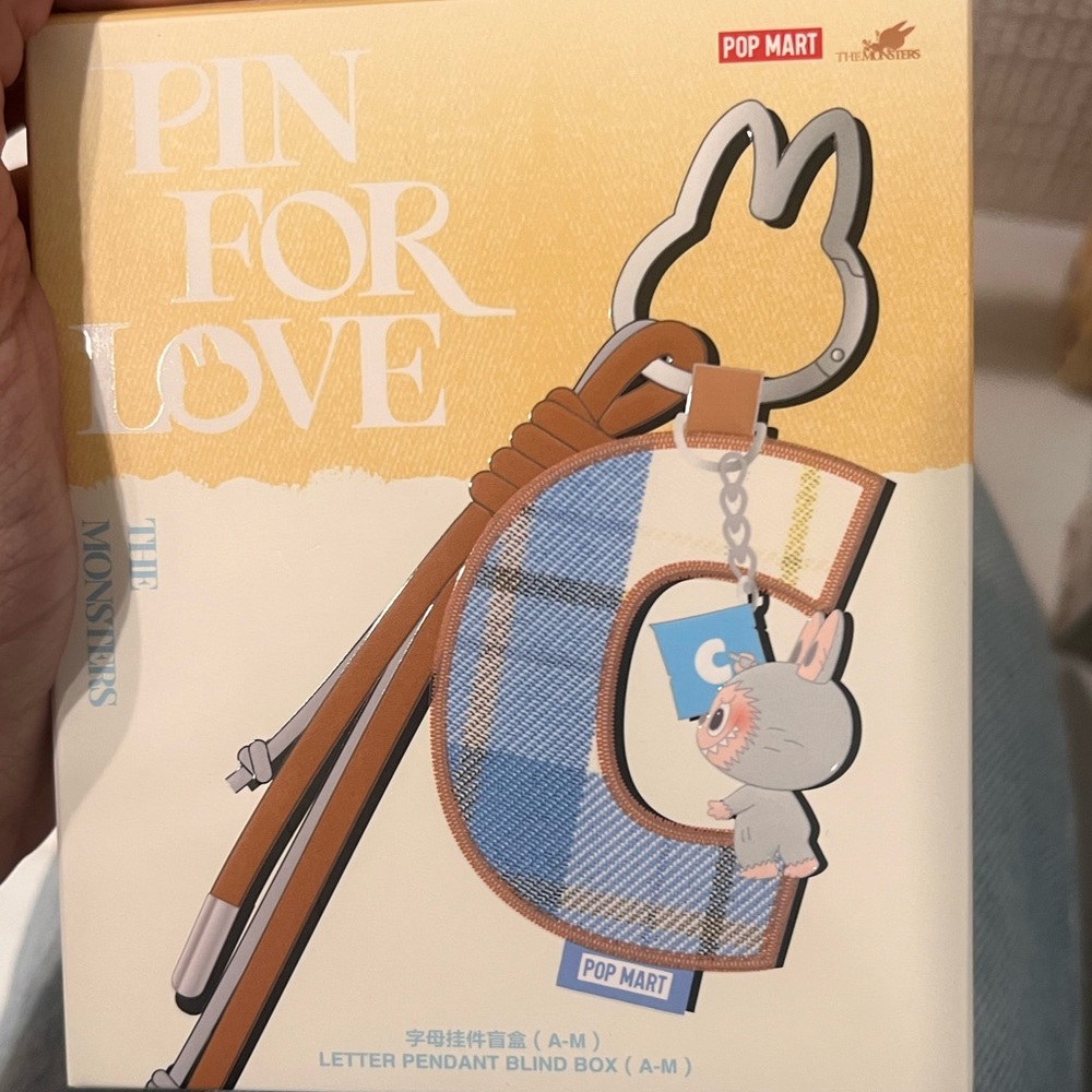 Pop Mart Plaid Keychain with Rabbit Charm